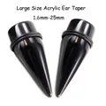 1 Pair Large Size UV Acrylic Black Ear Gauges Ear Taper Tunnel Ear Plug Stretching Expander Body