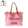 Handbag Woman Bag Design Simple Niche Travel Beach Tote Bag Tassel Letter Embroidery Fashion Large