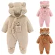 Cute Plush Bear Baby Boy Romper Infant Girl Overall Jumpsuit Spring Autumn Hooded Baby Rompers 0 3 6