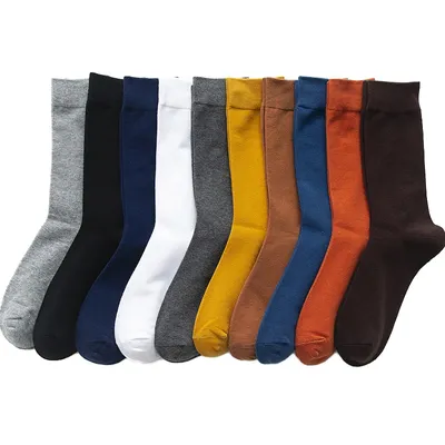 5/10Pairs High Quality Spring Autumn Men's Socks Size 38-45 Long Socks For Men Dress Socks Male Gifts Business Casual Sox