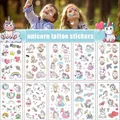 10 Pack Fake Tattoo Stickers Cartoon Temporary Tattoos Kids Arm Tattoos Kids Unicorn Rainbow Party