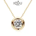 IOGOU Real D VVS1 Moissanite Neclaces 6.5mm Round Pendant for Women 100% Silver 925 Yellow Gold