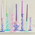 Floriddle Retro Candlesticks Taper Candle Holders Tall Candlesticks Decoration Party Glass Vase Home