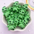 Resin Green Ghost Flatback Cabochon Stone Figurines Appliques Home Decor Crafts 10pcs DIY Christmas