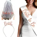 Wedding Decoration Bridal Shower Veil Team Bride To Be Satin Sash Balloon Bachelorette Party Girl