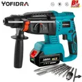 Yofidra 26mm Cylinder Brushless Motor Electric Hammer Drill with Drill Bits.for Makita 18V Battery