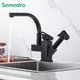 kitchen Sink Faucet Black Deck Mounted Flexible Pull Out Mixer Tap Hot Cold Kitchen Faucet Spring