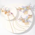 FORSEVEN Chinese Hair Accessories Women Flower Pearls Hairpins Long Tassel Headpieces Sticks Hair