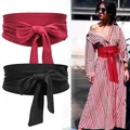 Aecibzo 9 Colors Suede Waist Belts Wide Corset Cinch Dress Belts Cummerbunds Bowknot Self Tie Wrap