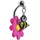 1 Piece Pink Dangle Bee Flower Navel Piercing Belly Button Rings Surgical Steel Body Jewelry for