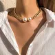 European and American Fashion Smooth Cuban Chains Necklaces Women Gothic Round Pearl Pendant