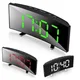 Digital Alarm Clock USB Charging Curved Large LED Screen Electronic Digital Desktop Clock Noise-free
