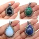 Natural Stone Agates Pendants Lapis lazuli Antique Silver Color Red Crystal for Pendant Necklace