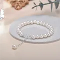 AA White 6-7mm Freshwater Cultured 6-8mm Pearl Bracelet Charms 925 Sterling Silver Pearl Bracelets