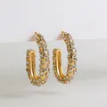 Luxury Micro Pave CZ Zircon U Shape Earrings for Women Gold Plated Geometric Circle Crystal Hoop