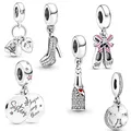 New 2022 Silver 925 Ballerina Shoes Four-Leaf Clover & Baby Bottle Charm Bead Fit Original Pandora