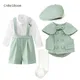 2024 Spring New Children's Clothing Set Baby Boy Girl Gentleman Suit Boys Green Festival Birthday