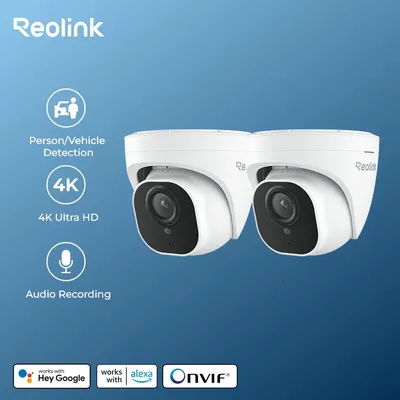 Reolink 2Pcs 4K PoE Outdoor Camera 8MP Human Car pet Detection Security IP Cam Smart Night Version Home Surveillance Camera