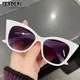 New Cat Eye Sunglasses Woman Fashion Big Frame Cat Sun Glasses Female Retro Shades UV400 Black White