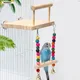 Bird Swing Toy Wooden Parrot Perch Stand Playstand with Chewing Beads Cage Playground bird swing toy