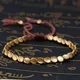 Handmade Tibetan Copper Bead Bracelet for Women Adjustable Rope Chain Men Bracelets Gold Color