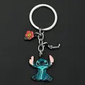 Cartoon Lilo and Stitch Keychain Disney Metal Enamel Pendant Keyrings Cute Stitch Keyholder for Bag
