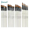 Two-tone Nylon Hair Brush Pearl White Wood Pole for Oil Paint for Hair Watercolor Brush for