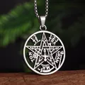Stainless Steel Witchcraft Pentagram Pendant Men\\'s Jewish Hebrew Tetragrammaton Necklace Men\\'s