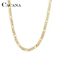 CACANA Stainless Steel Chain Necklaces For Man Women Gold Silver Color For Pendant Flat Donot Fade