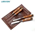 Libraton Woodworking Chisel Set 4pcs Cr-V Wood Chisels Set Professional Chisels with Leather Pouch