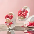 Pantoufles pour enfants avec gros nœud impression à pois bout ouvert non ald chaussures