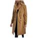 NECHOLOGY Petite Jackets Woman Artificial Wool Coat Lapel Elegant Blend Slim Female Long Coat Womens Hiking Jacket Khaki X-Large