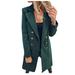 NECHOLOGY Petite Jackets Woman Artificial Wool Coat Lapel Elegant Blend Slim Female Long Coat Womens Hiking Jacket Green X-Large