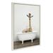 Kate and Laurel Sylvie Giraffe 2 in the Tub Color Framed Canvas Wall Art by Amy Peterson Art Studio 18x24 White Modern Fun Decorative Bathtub Wall Art for Home DÃ©cor