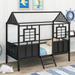 Playhouse Design Metal Low Loft House Bed with Roof and Two Front Windows