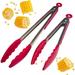 Premium Silicone Kitchen Tongs for Cooking Set (9 & 12 Cherry Red) - Stainless Steel Tongs for Cooking w/Silicone Tips - Non-Stick & Grill Safe High Heat Resistant Silicone Tongs (600Â°F)