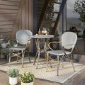 Furniture of America Courtnie French Country 3-Piece Aluminum Outdoor Bistro Set by White/Blue