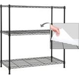 WBTAYB 3-Shelf Shelving Unit with 3-Shelf Liners Adjustable Rack Steel Wire Shelves Shelving Units and Storage for Kitchen and Garage (36W x 16D x 36H) Black