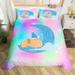 Kids Capybara Comforter Cover King Cartoon Sleeping Caprbara Bedding Set Gradient Rainbow Capybara Duvet Cover Kawaii Room Decor for Teens Boys Girls Pastel Tie Dye Bed Cover