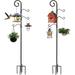 NALONE 76 Inch Shepherds Hooks for Outdoor 2 Pack Bird Feeder Poles with 4 Hooks Shepherds Hook for Bird Feeders Outside with Base Garden Pole for Hanging Plant Baskets Weddings Decor (76 Inch)