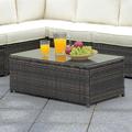 Furniture of America Fene Contemporary Brown 35-inch Wide Glass Top Outdoor Coffee Table by