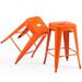 Brage Living 24 inch Set of 2 Metal Bar Stools Modern Counter Stool Barstools Backless Stackable Indoor/Outdoor Bar Stools Kitchen Pub Chairs(Orange)