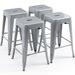Brage Living 24 inch Bar Stools Counter Stool Barstools Industrial Metal Bar Stools Patio Furniture Modern Backless Stackable Metal Indoor/Outdoor Bar Stools Kitchen Pub Chairs Set of 4ï¼ˆSilverï¼‰