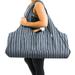 Yogiii Large Yoga Mat Bag | The ORIGINAL YogiiiTotePRO | Large Yoga Bag or Yoga Mat Carrier with Side Pocket | Fits Most Size Mats (Striped Denim Blue)