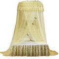 CSCHome Girls Bedspread Bedroom Decor Princess Lace Lace Room Decor Bed Curtain Bed Canopy (Yellow)