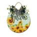 Sunflower Welcome Front Door Horizontal Round Door Wreaths Housewarming Gift Farmhouse Wood Door Hanger for Home Decor Indoor and Outdoor Classroom Yard Porch DÃ©cor