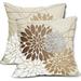 Grey Brown Dahlia Pillow Cover 18X18 Inch Gray Coffee Colored Throw Pillow Covers Spring Summer Floral Decorative Pillowcase Decor for Sofa Couch Bed Flower Print Square Linen Cushion Cover Set of 2