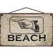 5x8 Vintage Style Beach Sign with a Hand Pointing to the LEFT - Tropical Beach Vacation Home DÃ©cor with Directional Arrow Decorative Summer House Relaxing