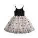 HAPIMO Girls s A Line Dress Star Solid Lovely Cute Holiday Sleeveless Princess Dress Relaxed Comfy Tiered Mesh Hem Round Neck Black 110