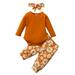 VerPetridure Baby Girl Boho Romper Infant Baby Girl Long Sleeve Solid Tops+Floral Pants+Headband Set Outfit